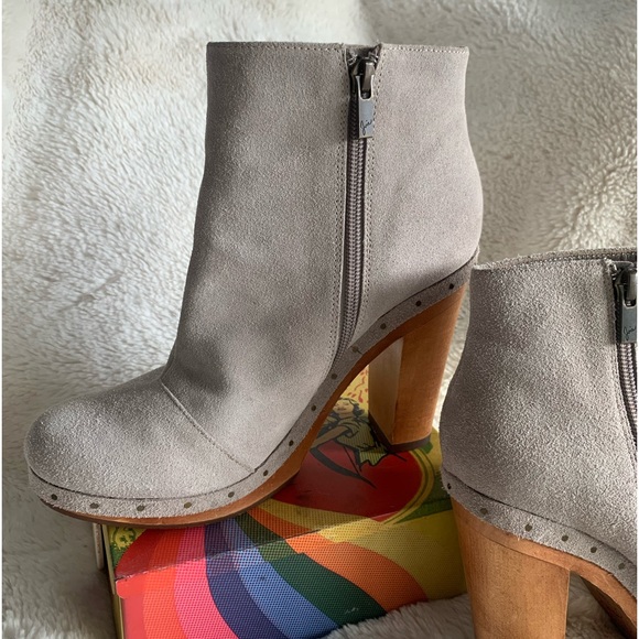 Joie Dewitt | Gray Suede Booties | Clog Heels Boots | Platforms Studded | size 8 - Picture 14 of 14